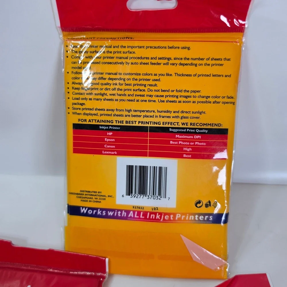 Lot of 4 Premium Photo Paper 4x6 Glossy Inkjet 5760dpi 20 Sheets Ea New Sealed